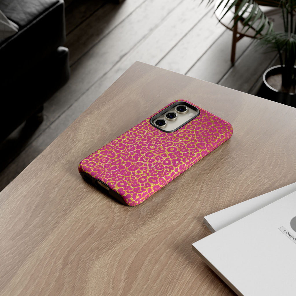 Pink Gold Leopard Tough Case for iPhone, Galaxy, or Google Pixel
