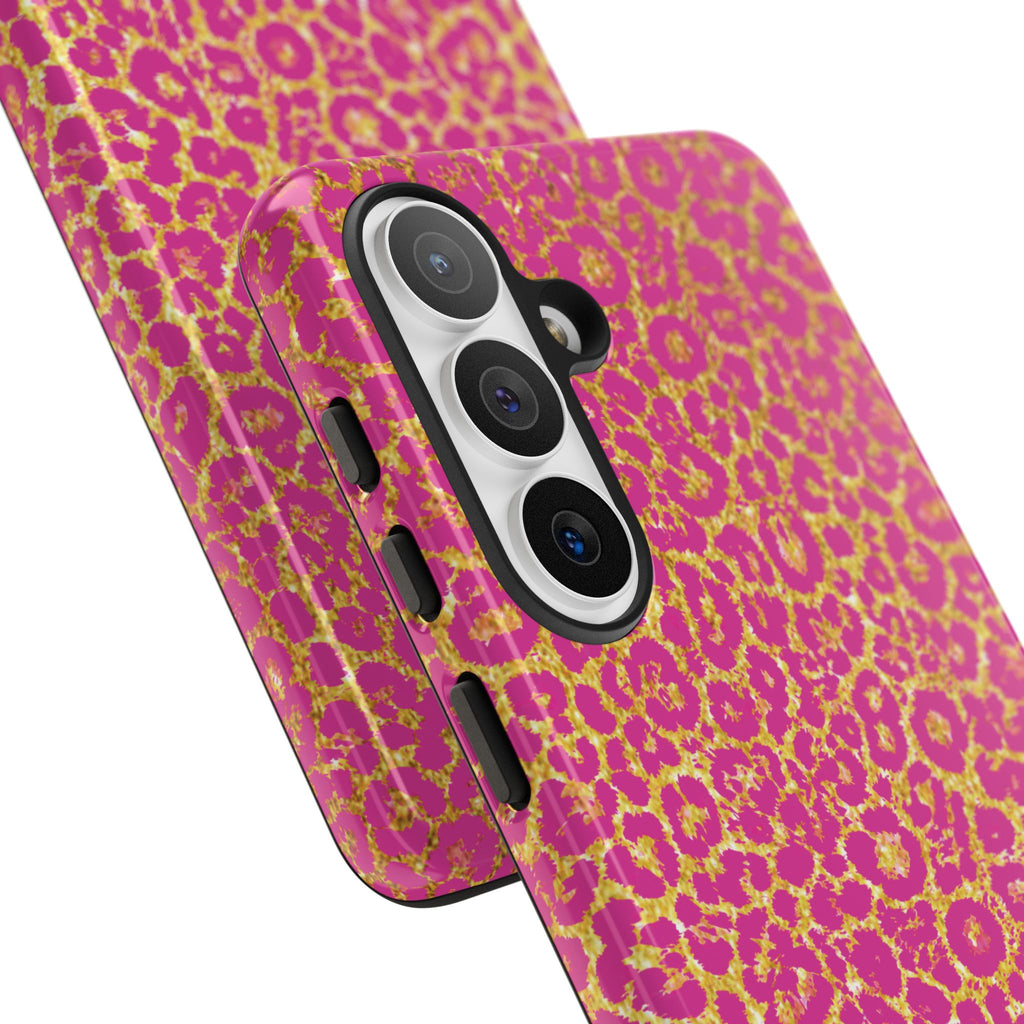 Pink Gold Leopard Tough Case for iPhone, Galaxy, or Google Pixel
