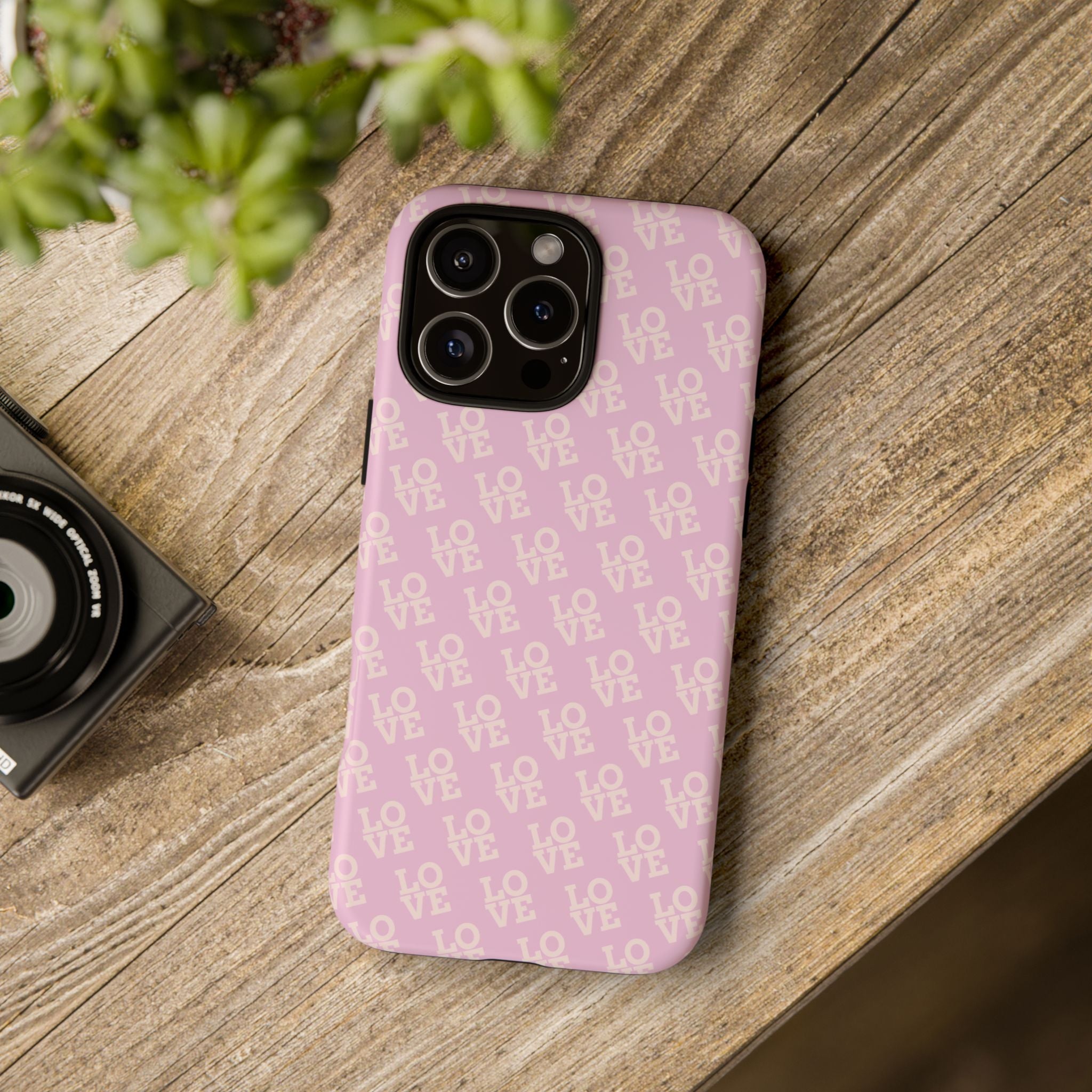 LOVE Pink Tough Phone Case for iPhone, Galaxy, or Google Pixel