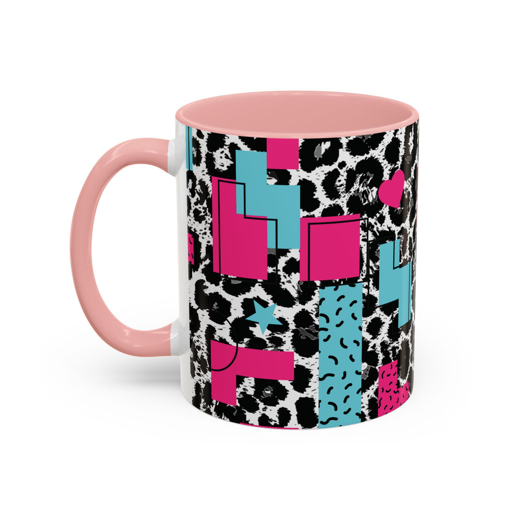 Retro Vibes Love Blocks Leopard Print Coffee Mug Kitchen Decor, Gift