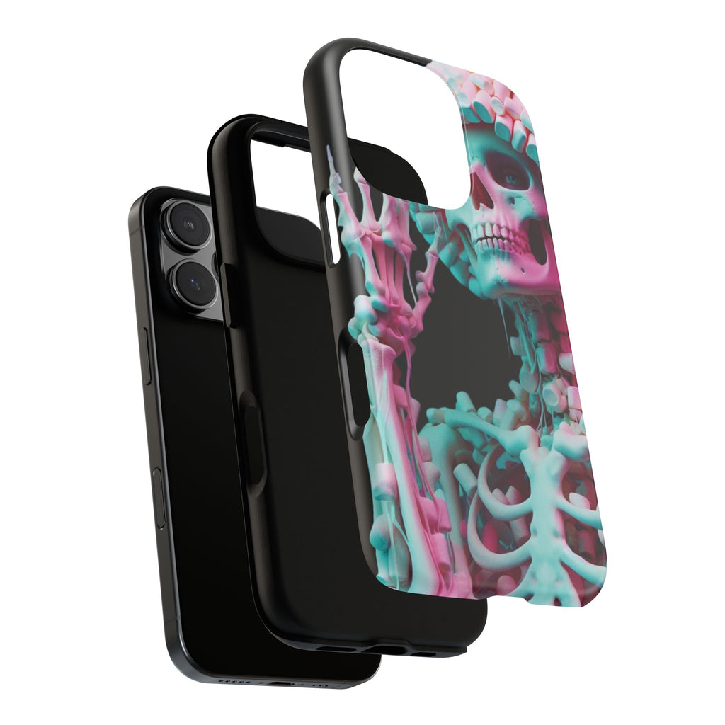 Neon Pink Skeleton (Black) Tough Phone Case for iPhone, Galaxy, or Google Pixel