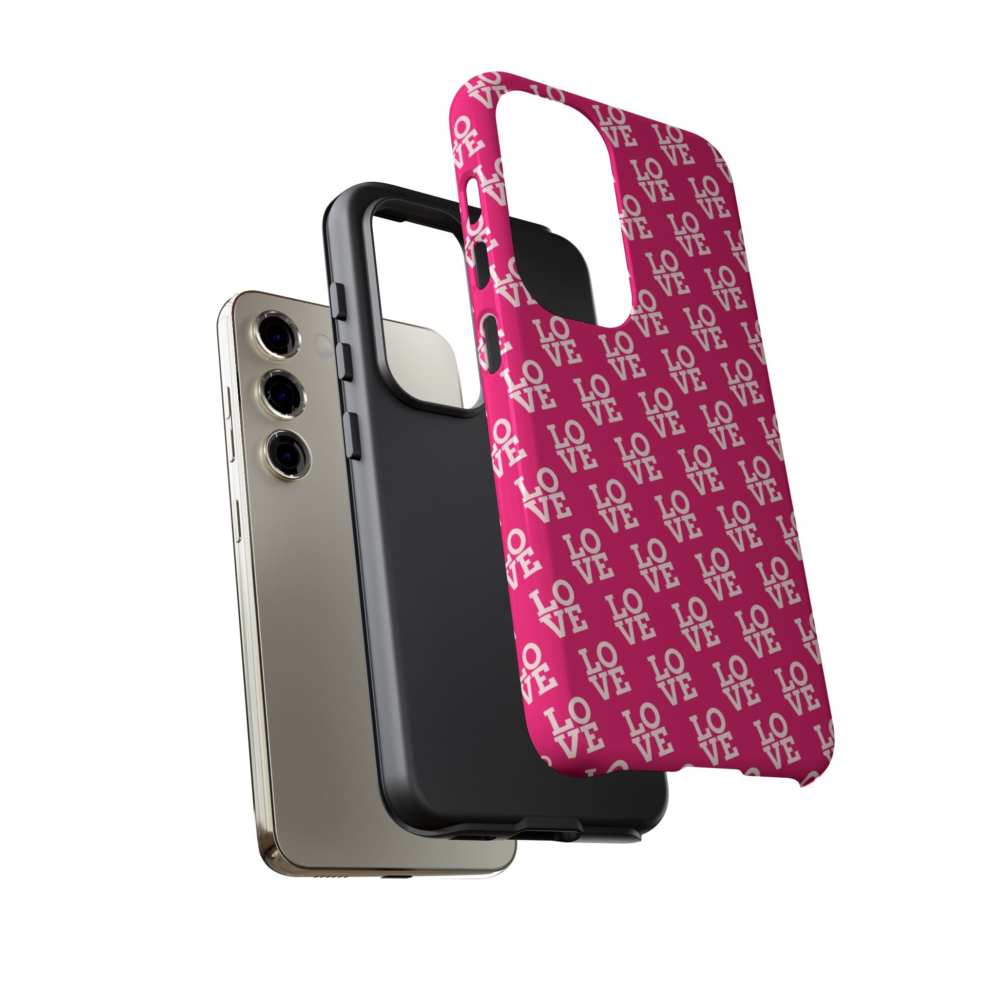 Vibrant Pink LOVE Tough Case iPhone, Galaxy, or Google Pixel