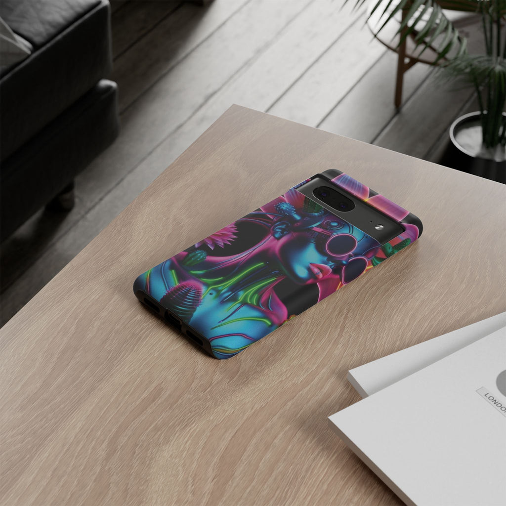 Neon Androgen Cactus Flower Tough Phone Case for iPhone, Galaxy, or Google Pixel