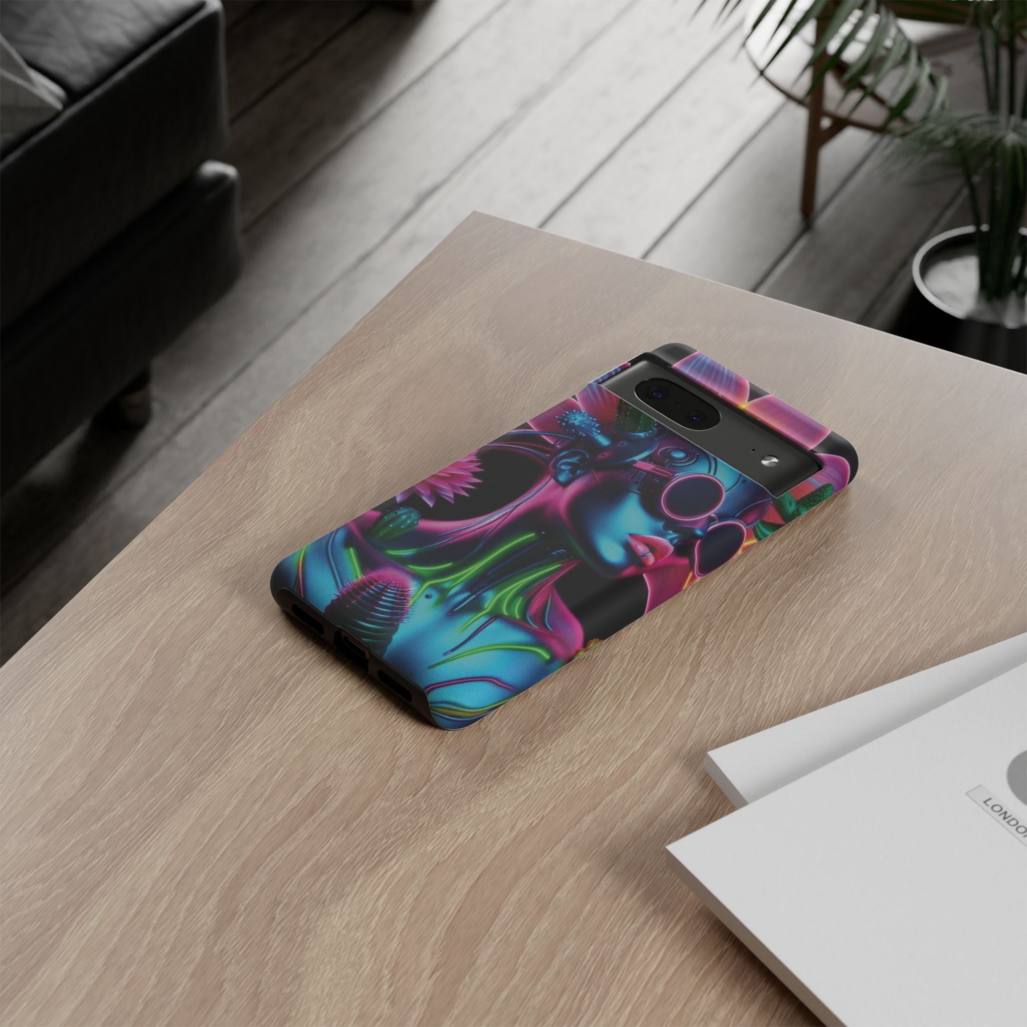 Neon Androgen Cactus Flower Tough Phone Case for iPhone, Galaxy, or Google Pixel