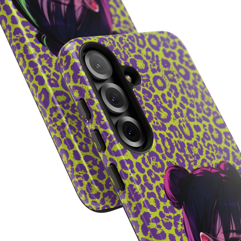 Purple Neon Lime Leopard Kz Tough Case for iPhone, Galaxy, or Google Pixel