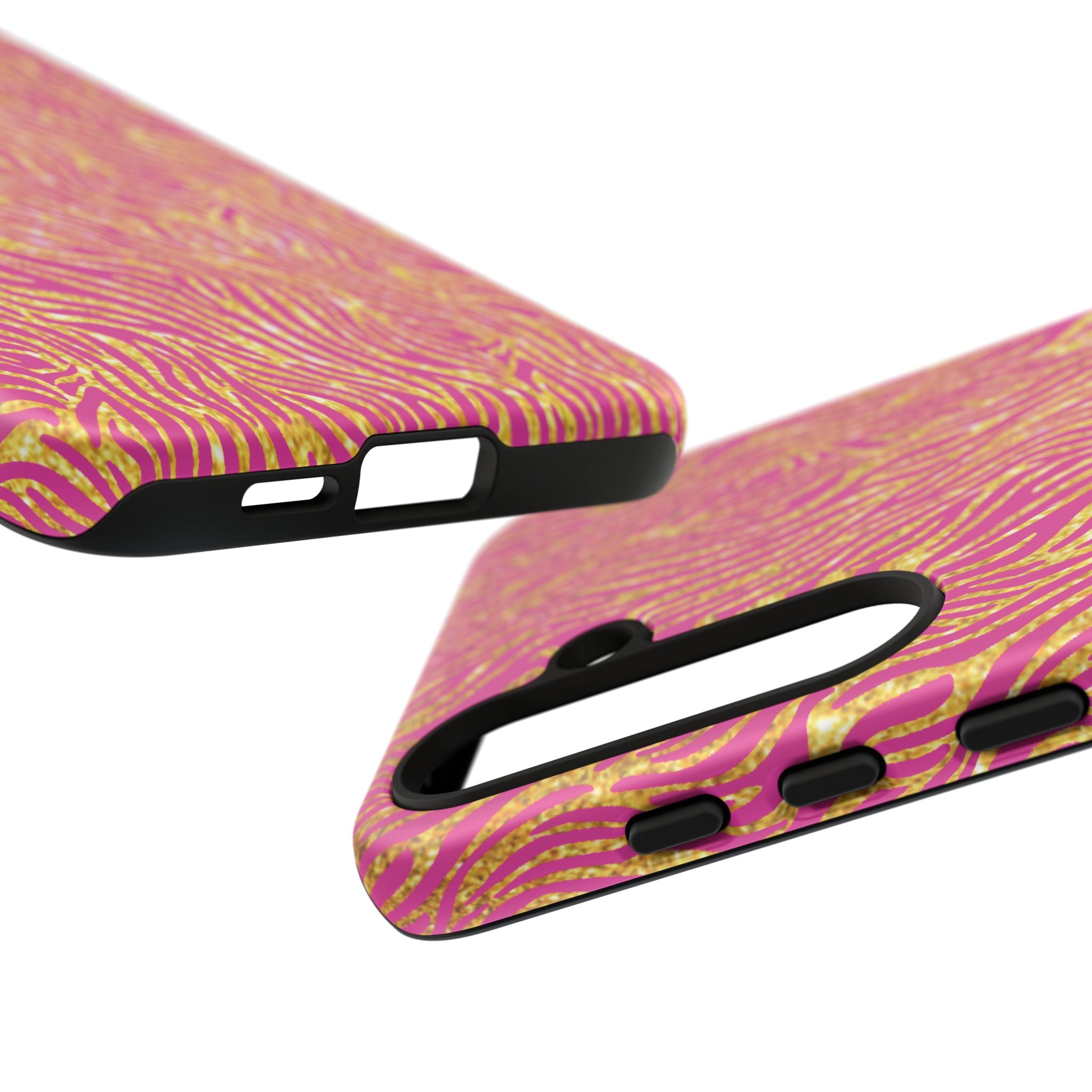 Pink Gold Zebra Print Tough Case for iPhone, Galaxy, or Google Pixel