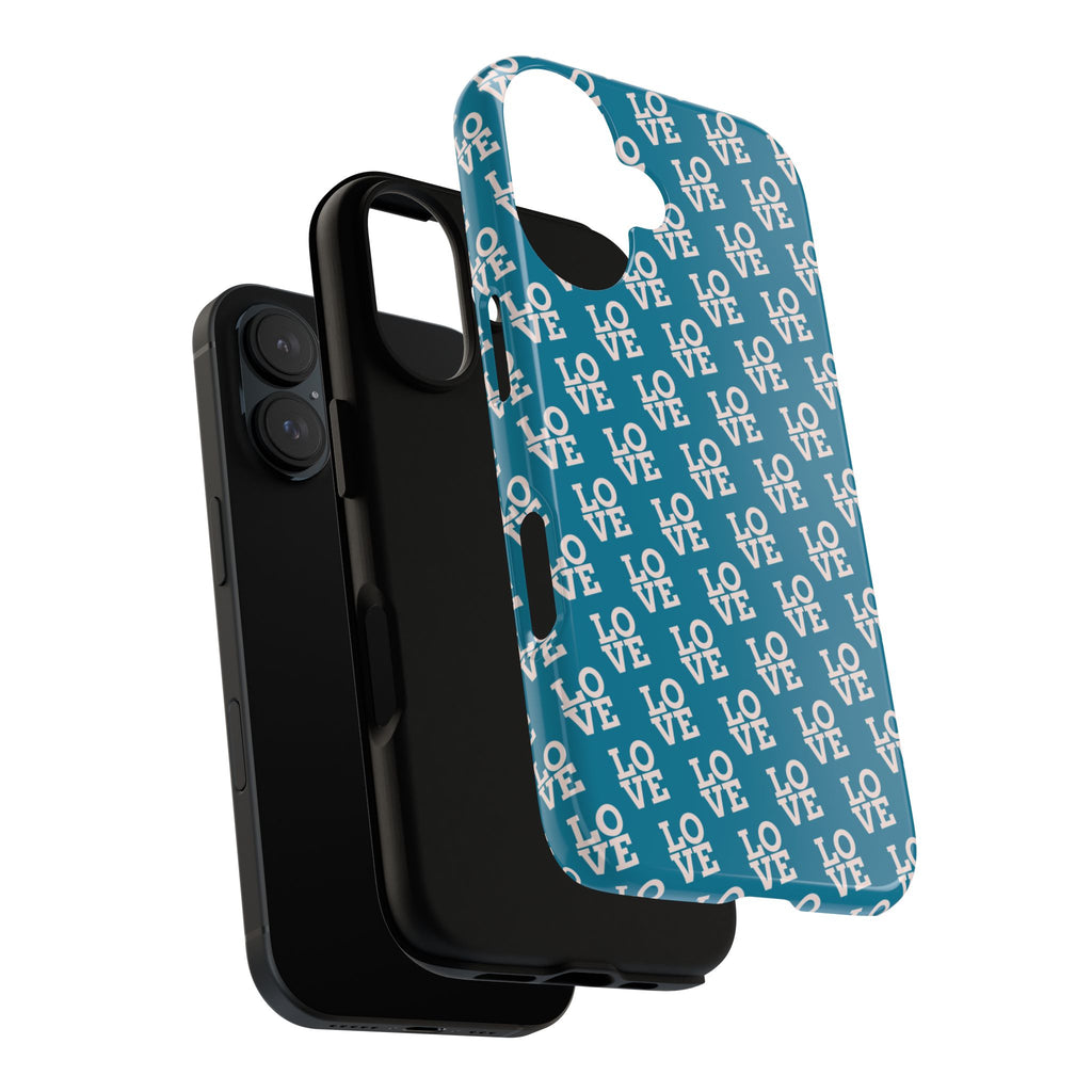 LOVE Teal Green Tough Phone Case iPhone, Galaxy, or Google Pixel