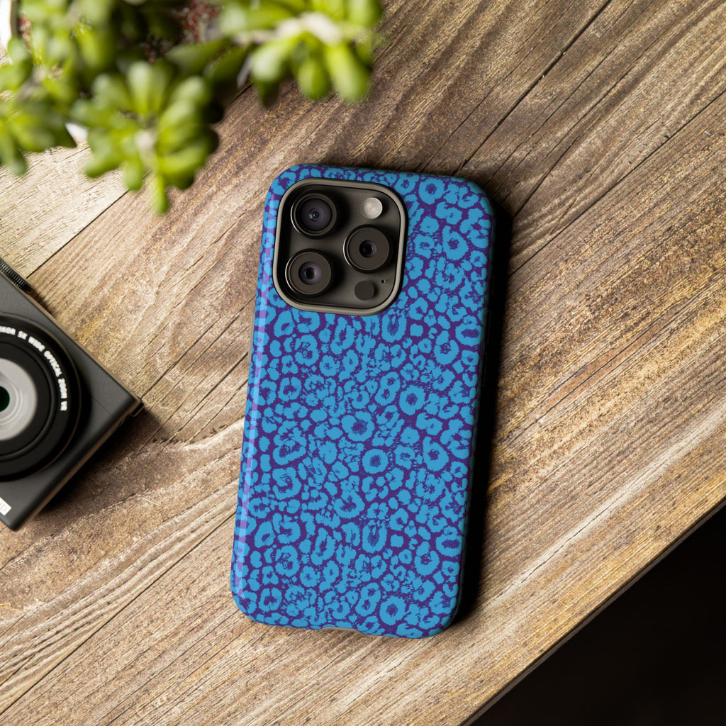 Blue Purple Leopard Tough Phone Case iPhone, Galaxy, or Google Pixel