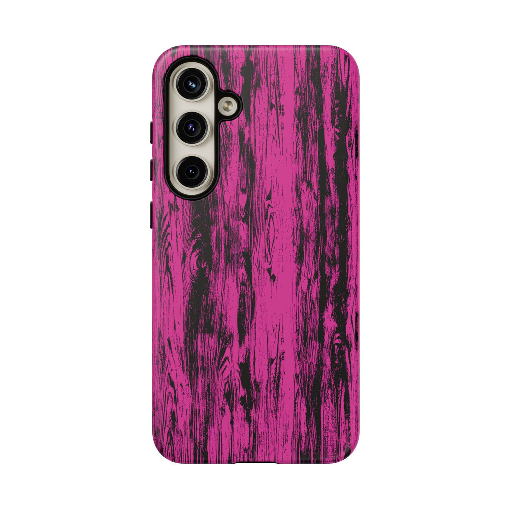 Hot Pink wood print Design Tough Phone Case for iPhone, Galaxy, or Google Pixel