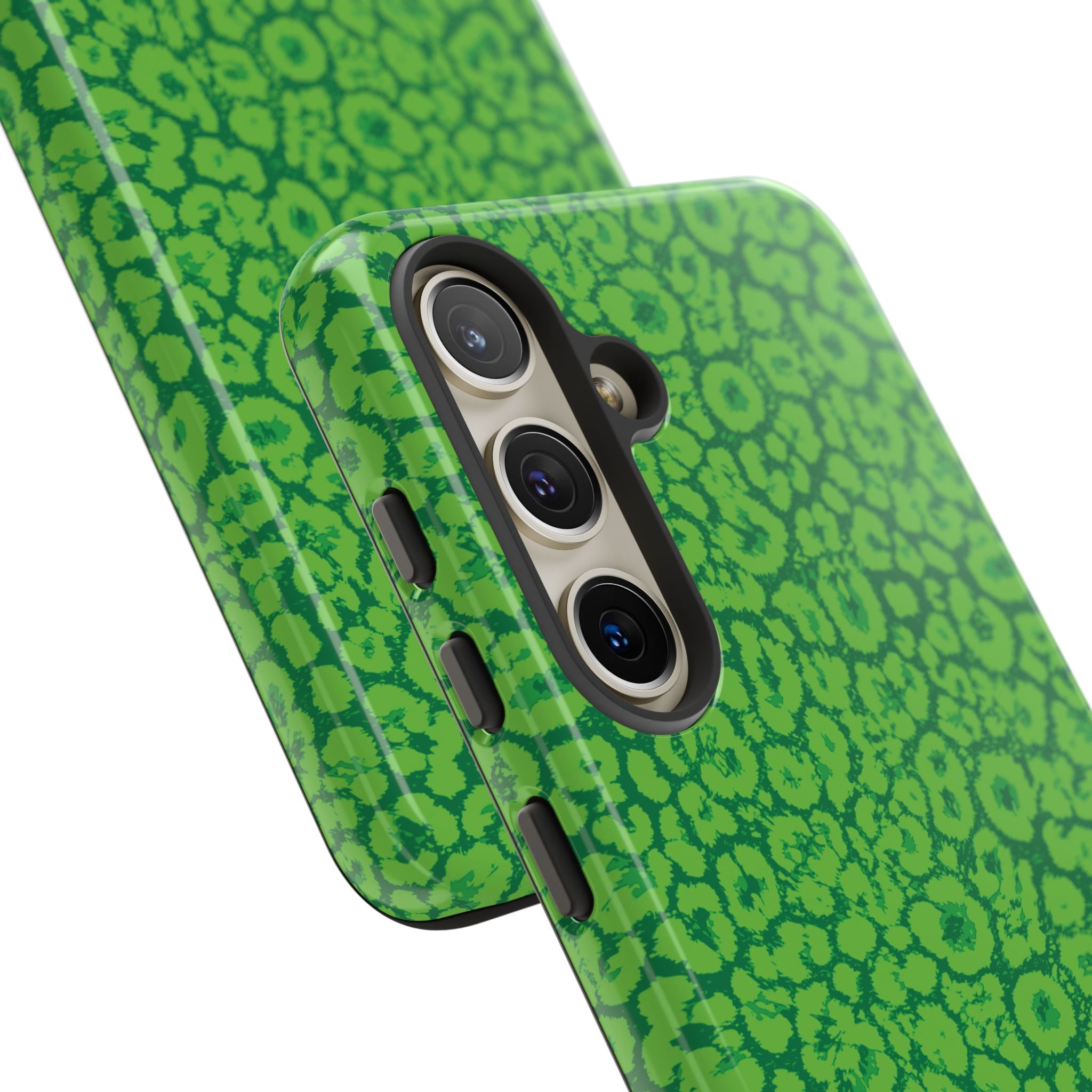 Neon Green Leopard Tough Phone Case for iPhone, Galaxy, or Google Pixel