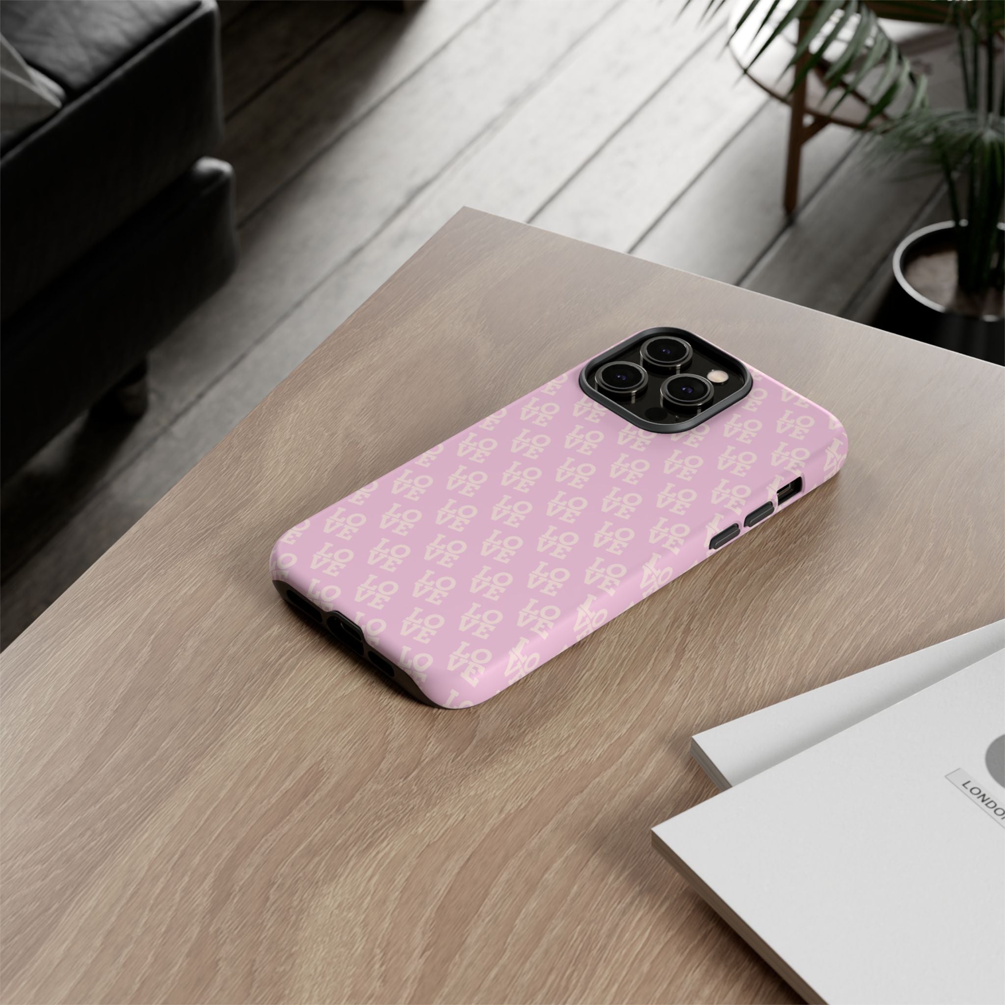LOVE Pink Tough Phone Case for iPhone, Galaxy, or Google Pixel