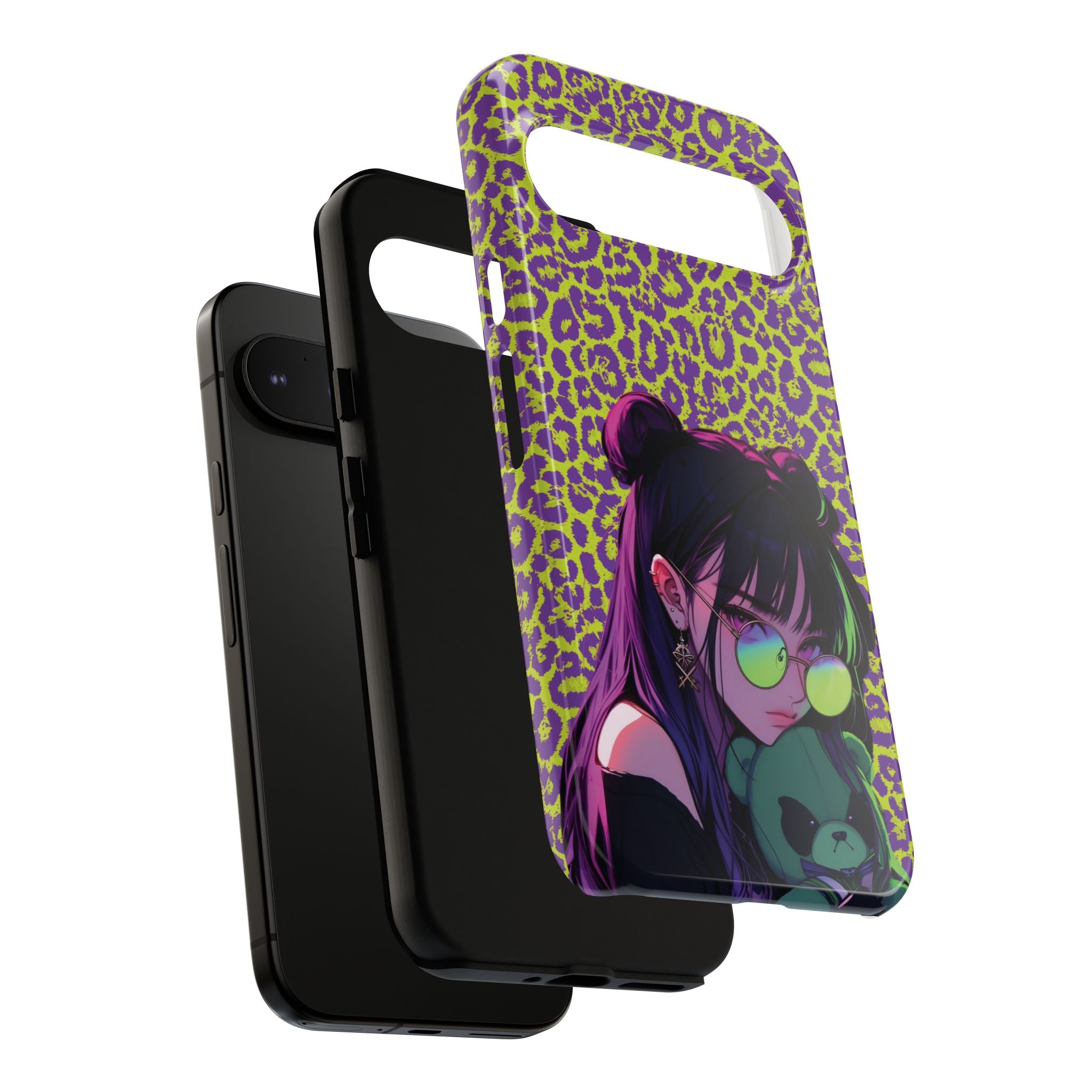 Purple Neon Lime Leopard Kz Tough Case for iPhone, Galaxy, or Google Pixel