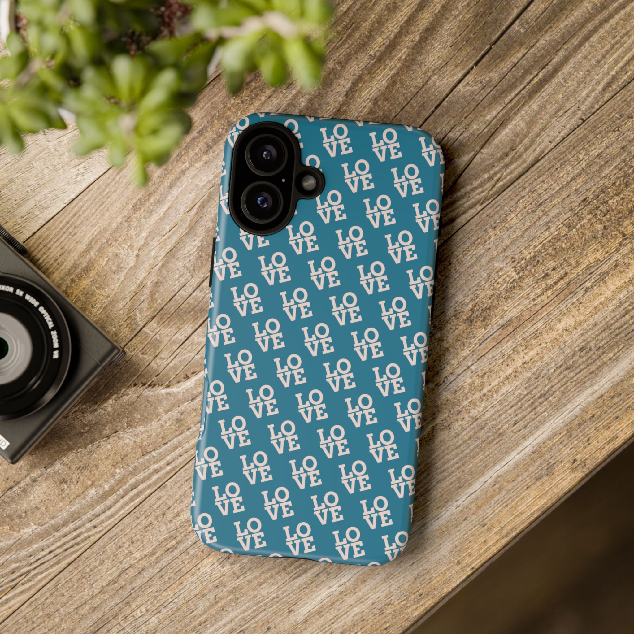 LOVE Teal Green Tough Phone Case iPhone, Galaxy, or Google Pixel