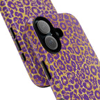 Purple Gold Leopard Tough Phone Case for iPhone, Galaxy, or Google Pixel