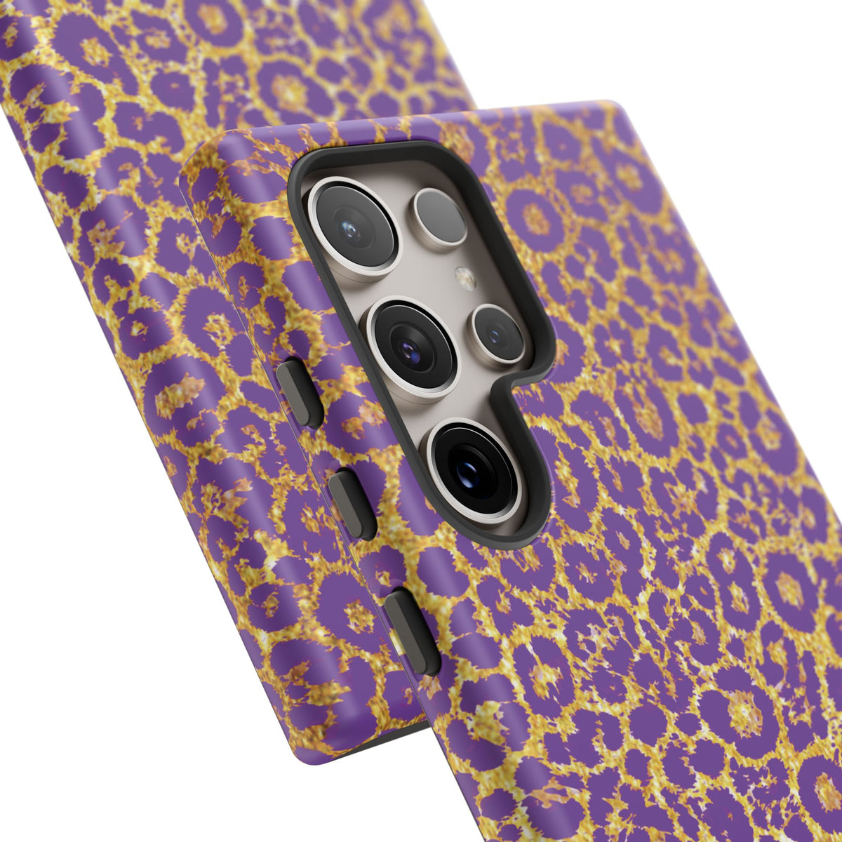 Purple Gold Leopard Tough Phone Case for iPhone, Galaxy, or Google Pixel