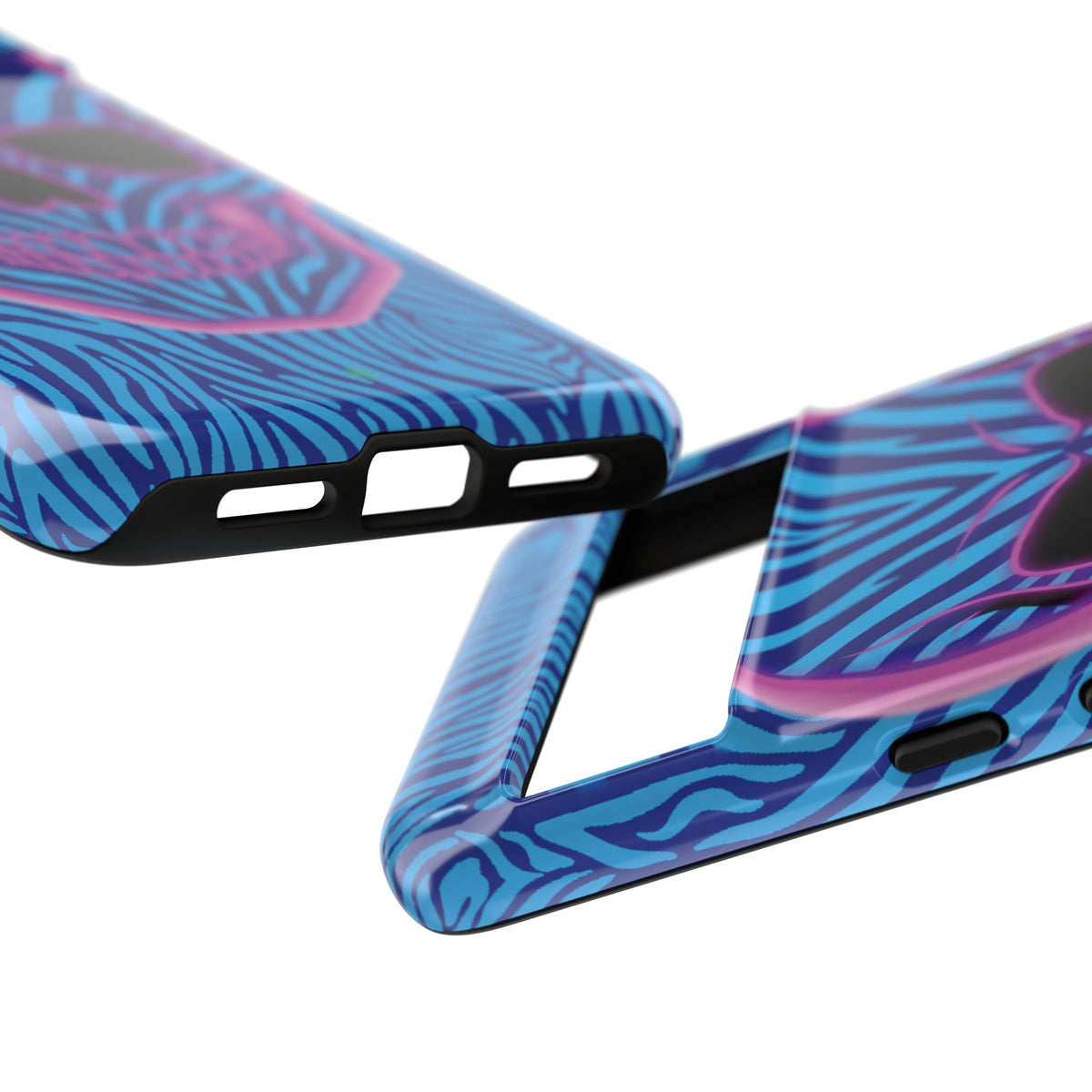 Neon Zebra Skull Tough Phone Case for iPhone, Galaxy, or Google Pixel