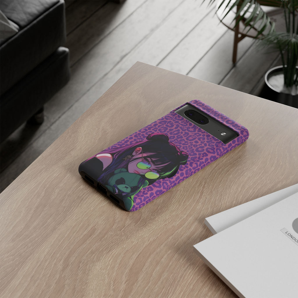 Purple Pink Leopard Kz iPhone, Galaxy and Google Tough Cases