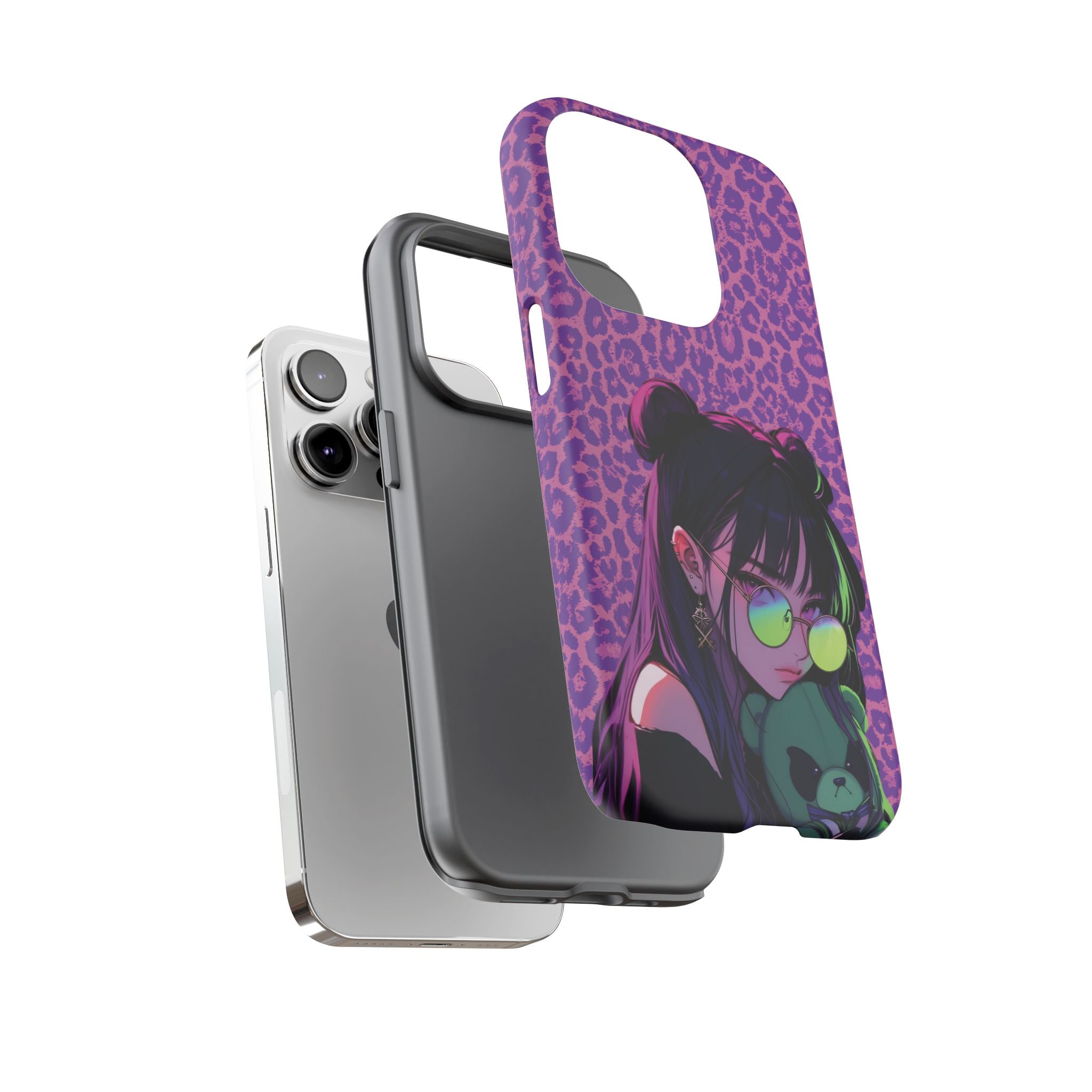 Purple Pink Leopard Kz iPhone, Galaxy and Google Tough Cases