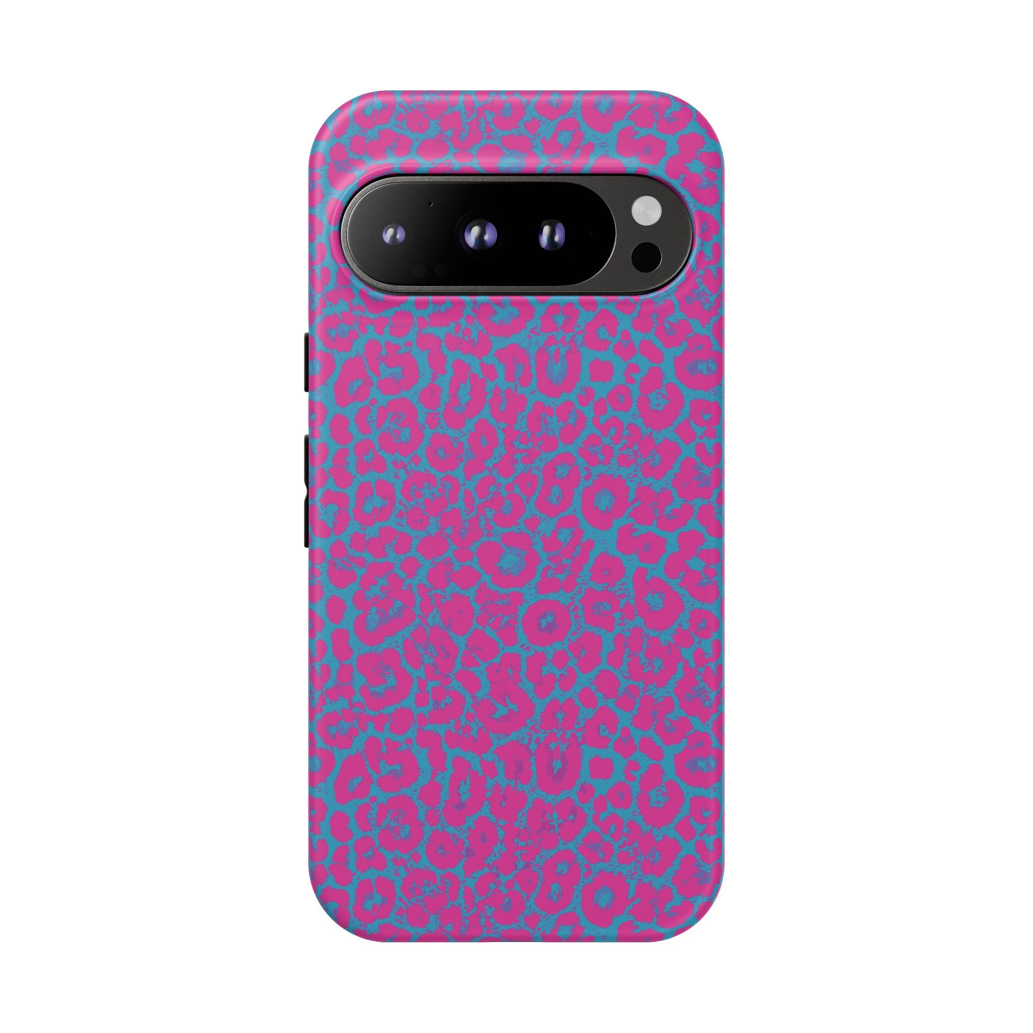 Pink Blue Leopard Tough Phone Case iPhone, Galaxy, or Google Pixel