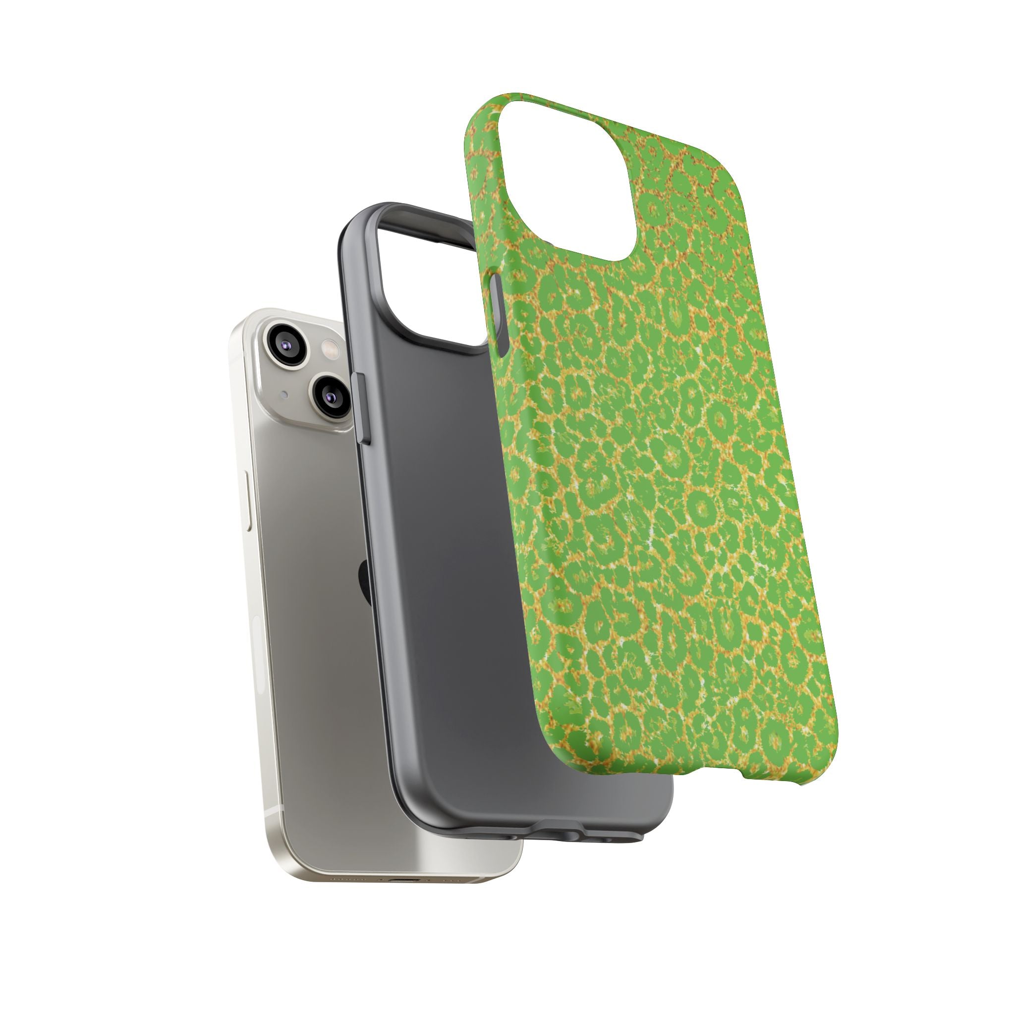 Neon Green Gold Leopard Tough Phone Case iPhone, Galaxy, or Google Pixel