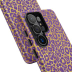 Purple Gold Leopard Tough Phone Case for iPhone, Galaxy, or Google Pixel