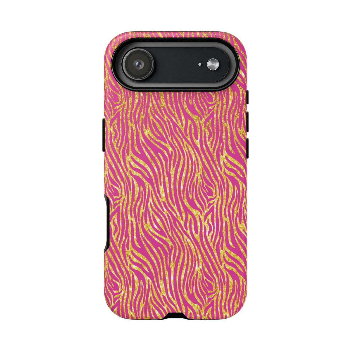 Pink Gold Zebra Print Tough Case for iPhone, Galaxy, or Google Pixel