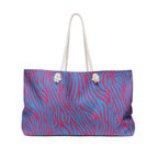 Blue Pink Zebra Eco Friendly Weekender Bag, Travel Tote, Beach Bag