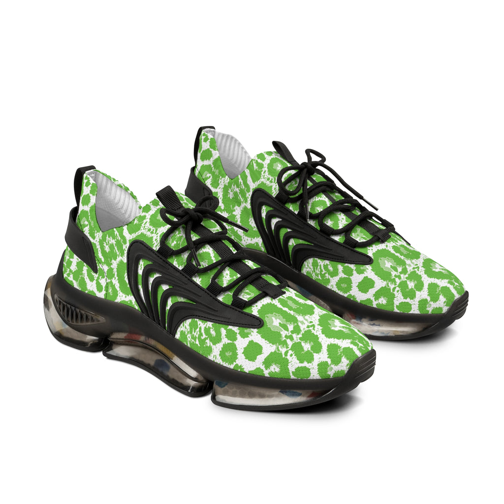 Neon Green Leopard Men's Mesh Sneakers