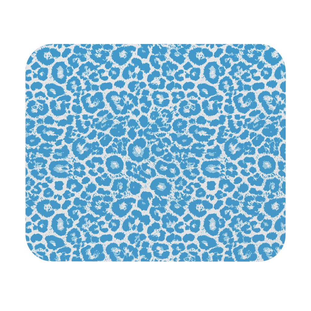 Blue Leopard Print Mouse Pad