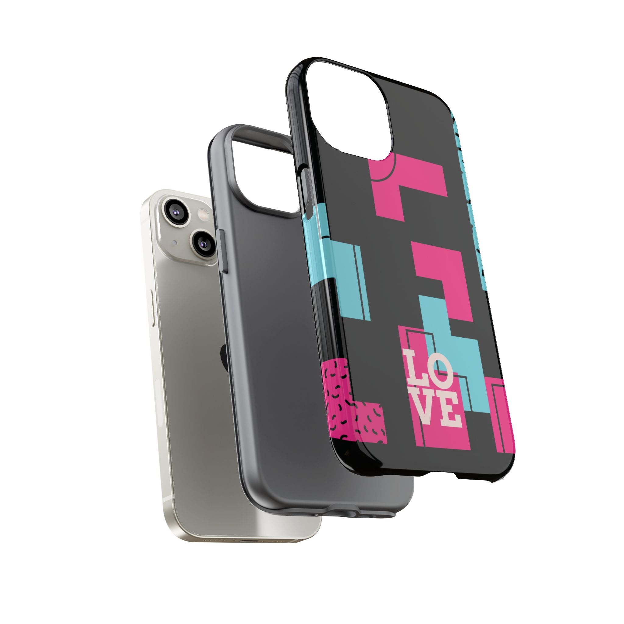 Retro Blocks LOVE Tough Case for iPhone, Galaxy or Google Pixel