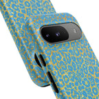 Blue Gold Leopard Tough Phone Case for iPhone, Galaxy, or Google Pixel
