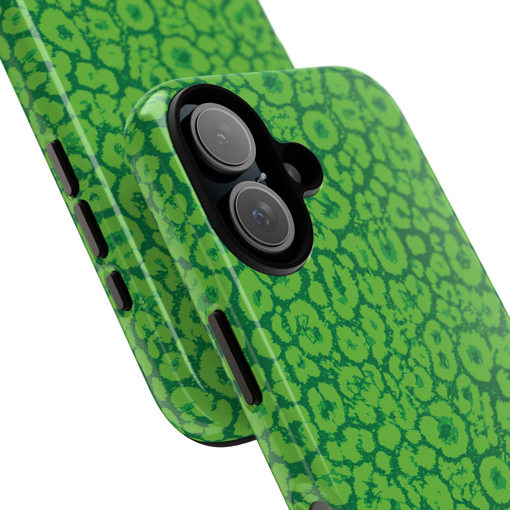 Neon Green Leopard Tough Phone Case for iPhone, Galaxy, or Google Pixel
