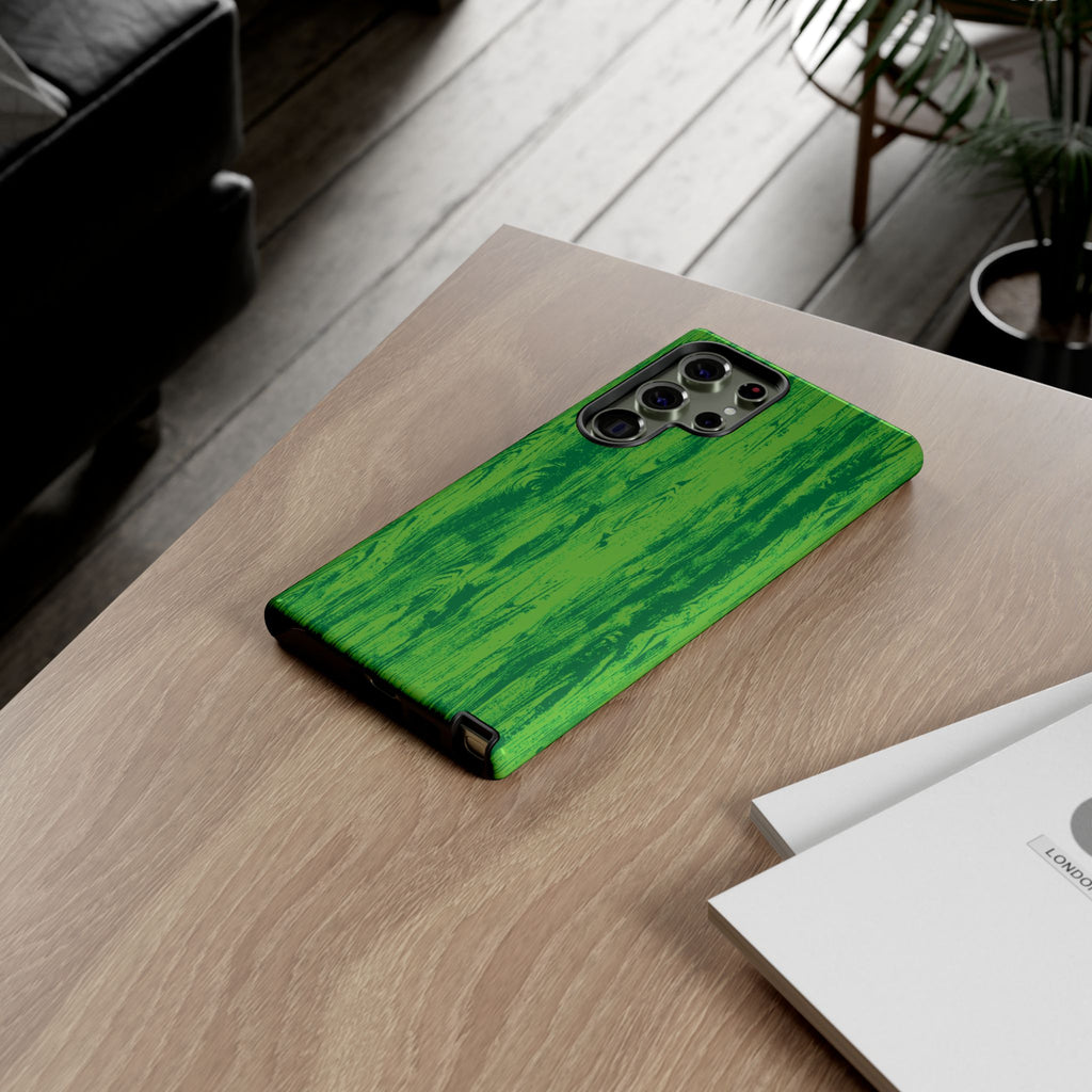 Neon Green Wood Tough Phone Case iPhone, Galaxy, or Google Pixel