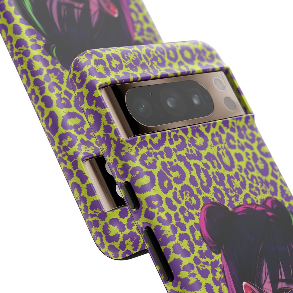Purple Neon Lime Leopard Kz Tough Case for iPhone, Galaxy, or Google Pixel
