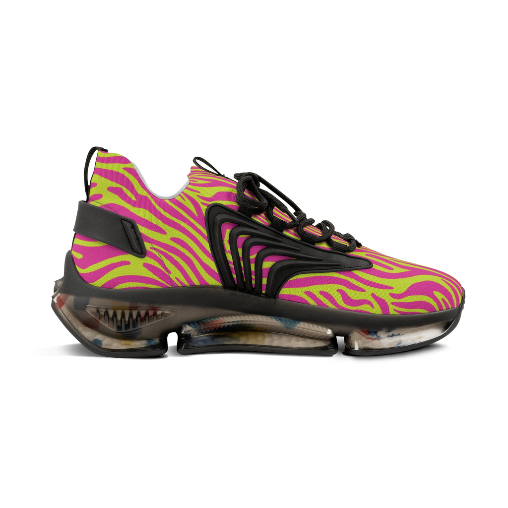 Neon Pink Lime Green Zebra Men's Mesh Sneakers