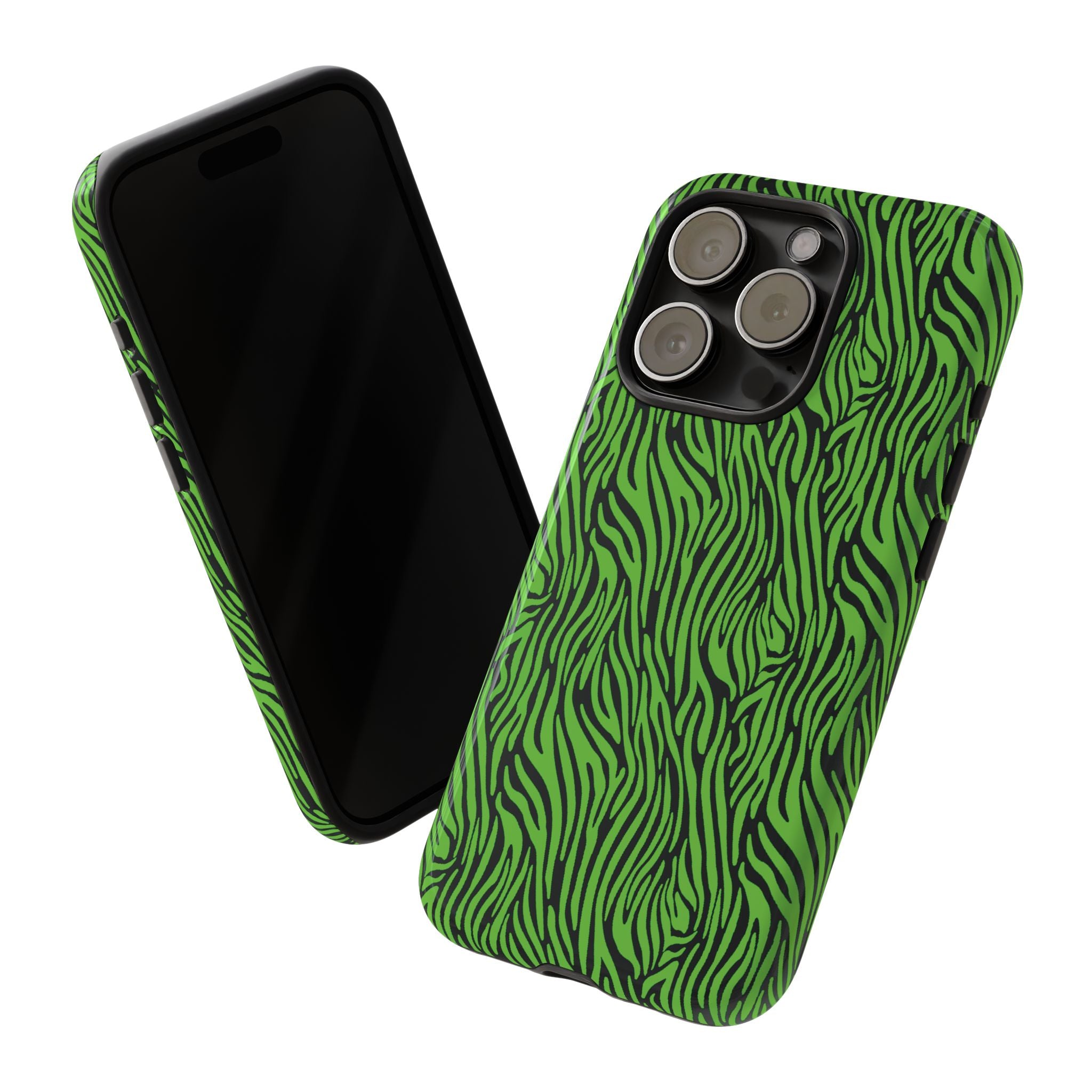 Neon Green Zebra Tough Phone Case iPhone, Galaxy, or Google Pixel