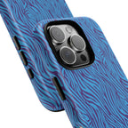 Zebra Print Blue and Purple Tough Case for iPhone, Galaxy or Google Pixel