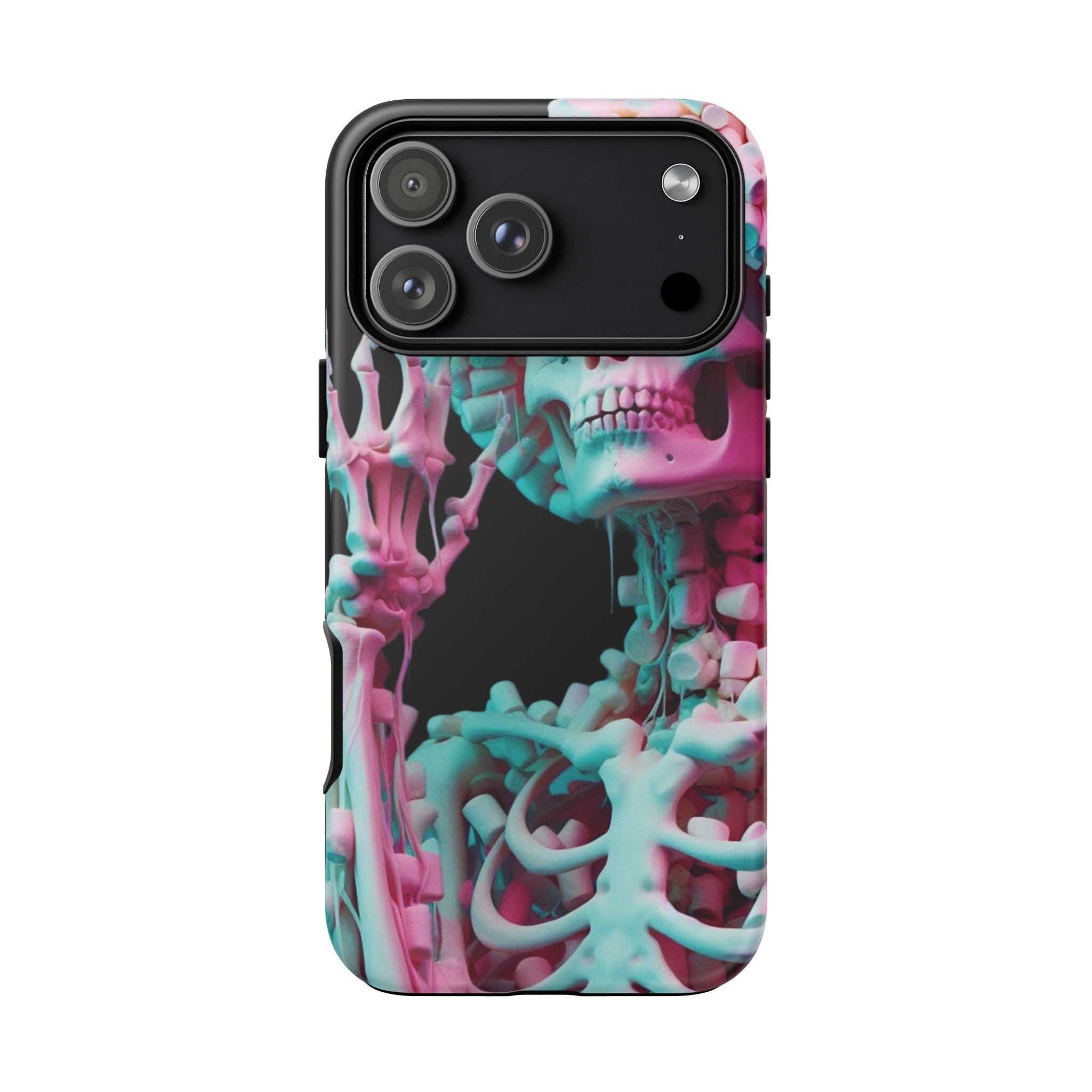Neon Pink Skeleton (Black) Tough Phone Case for iPhone, Galaxy, or Google Pixel