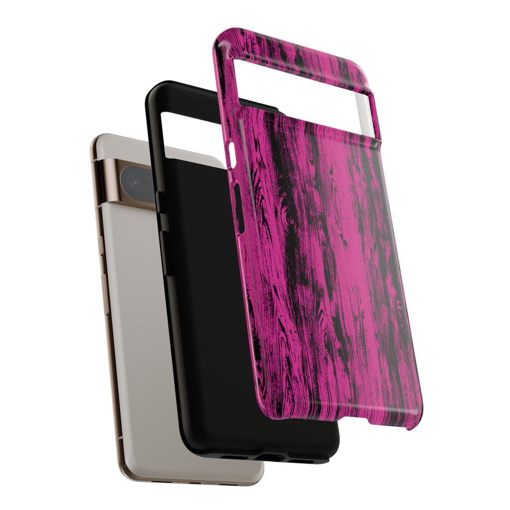 Hot Pink wood print Design Tough Phone Case for iPhone, Galaxy, or Google Pixel
