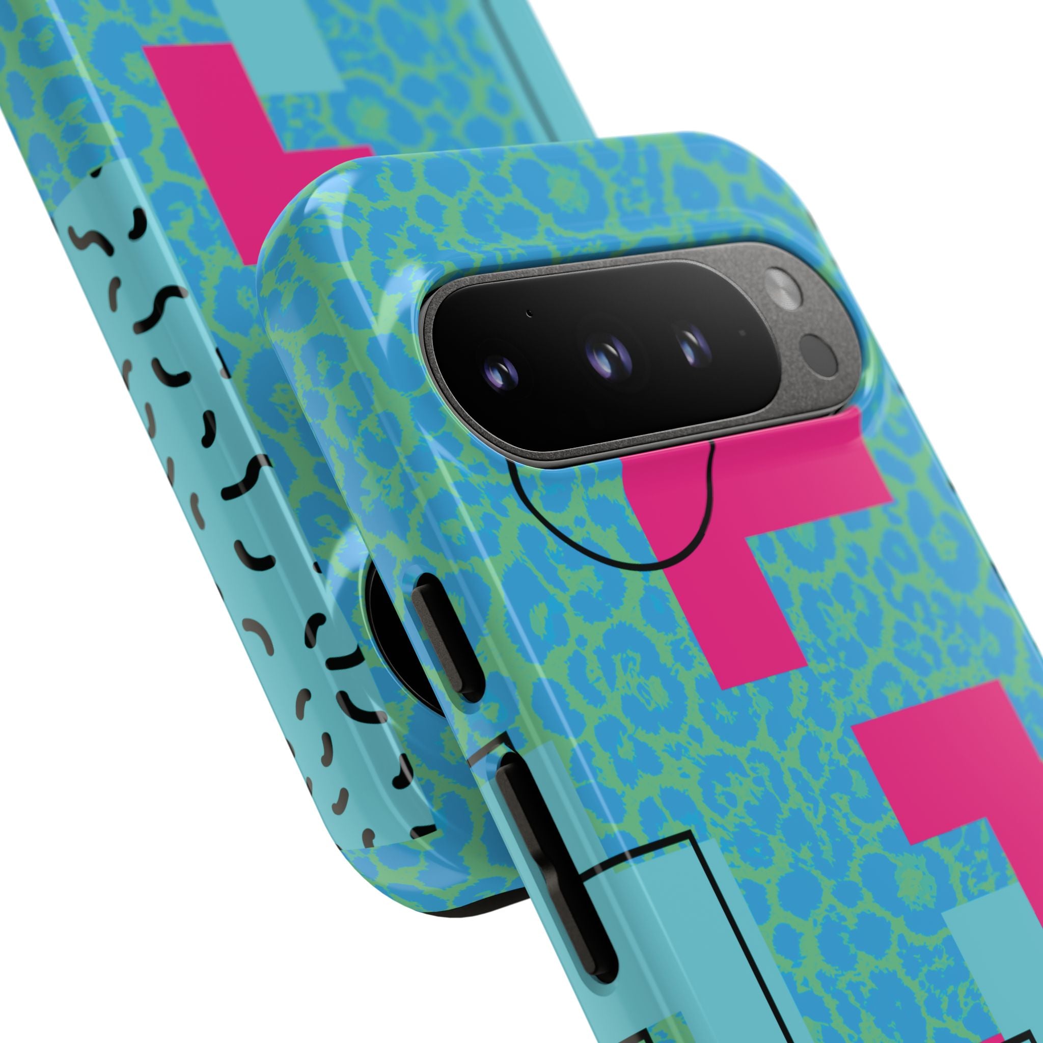 LOVE Aqua Blue Leopard RG Tough Phone Case iPhone, Galaxy, or Google Pixel