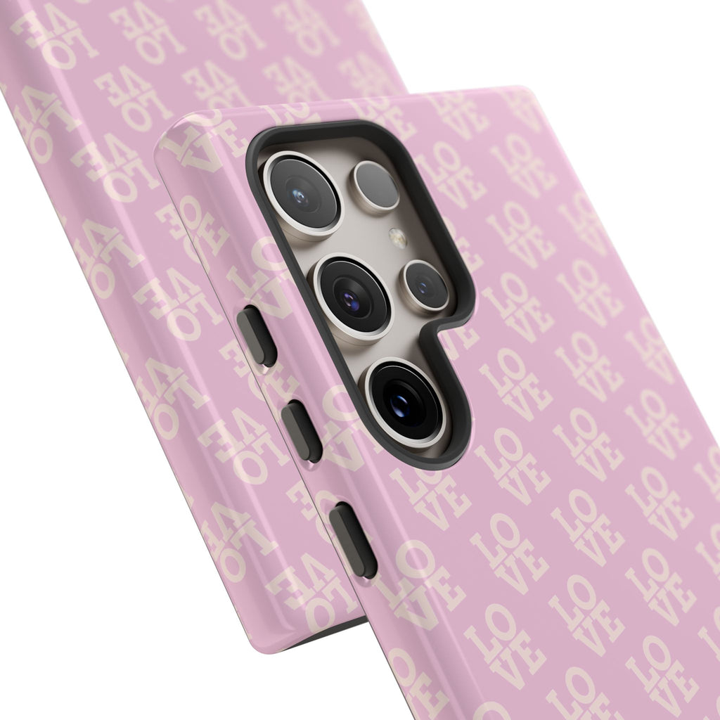 LOVE Pink Tough Phone Case for iPhone, Galaxy, or Google Pixel