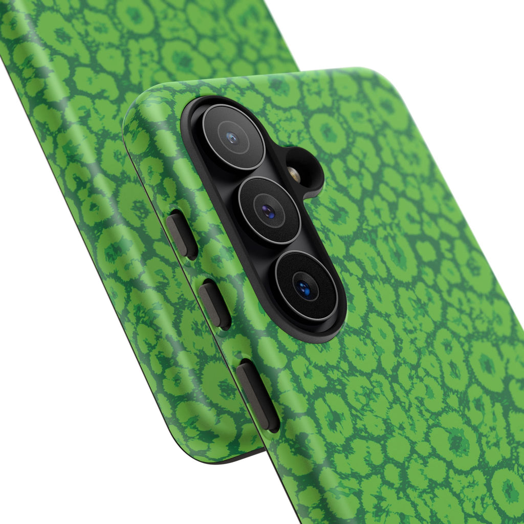 Neon Green Leopard Tough Phone Case for iPhone, Galaxy, or Google Pixel