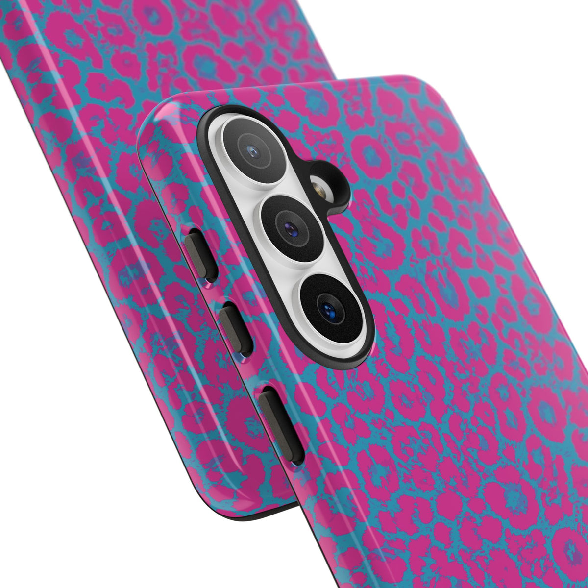 Pink Blue Leopard Tough Phone Case iPhone, Galaxy, or Google Pixel
