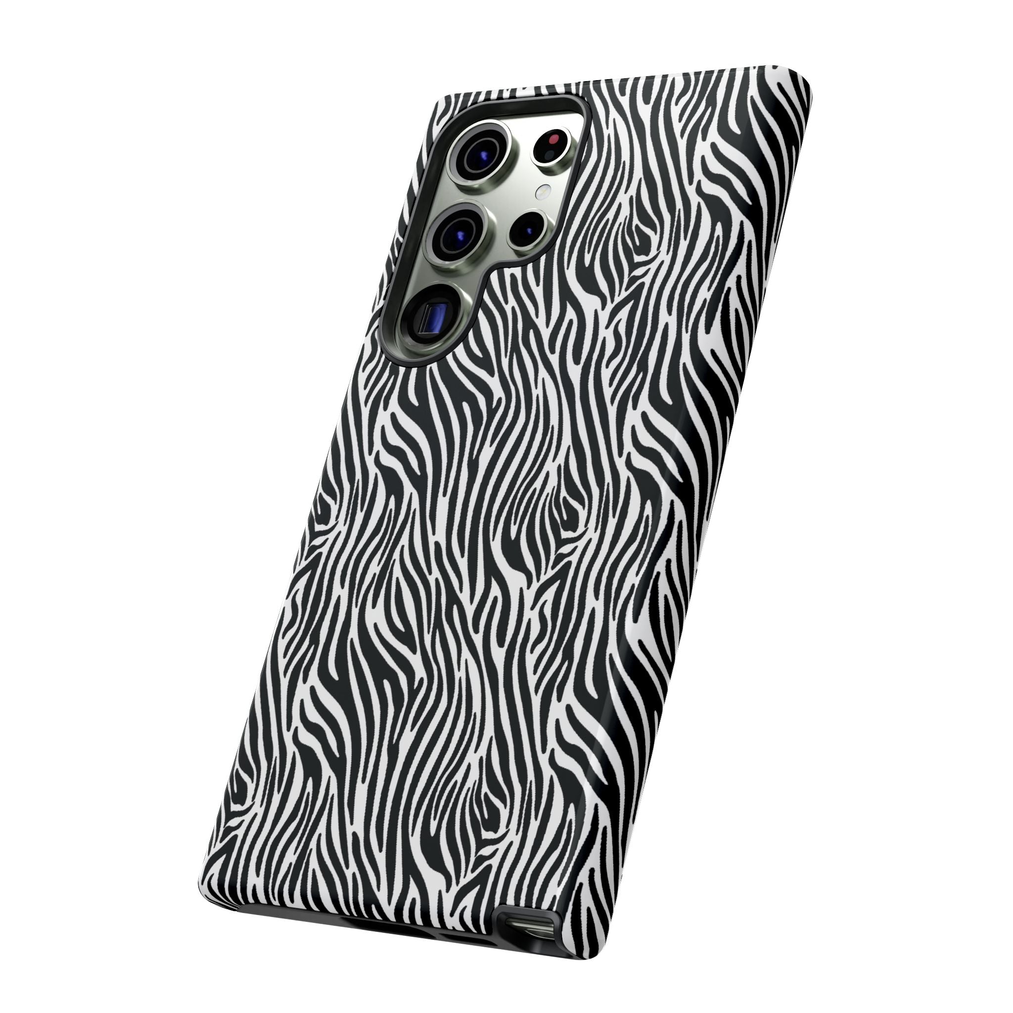 Black and White Zebra Print Tough Case iPhone, Galaxy and Google Pixel