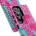 Retro Love Pink Leopard RG Tough Phone Case for iPhone, Galaxy, or Google Pixel