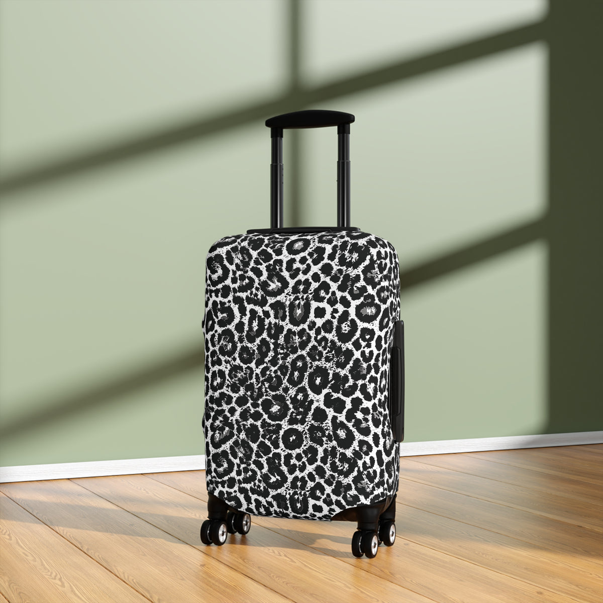 Leopard Print Black and White Luggage Cover