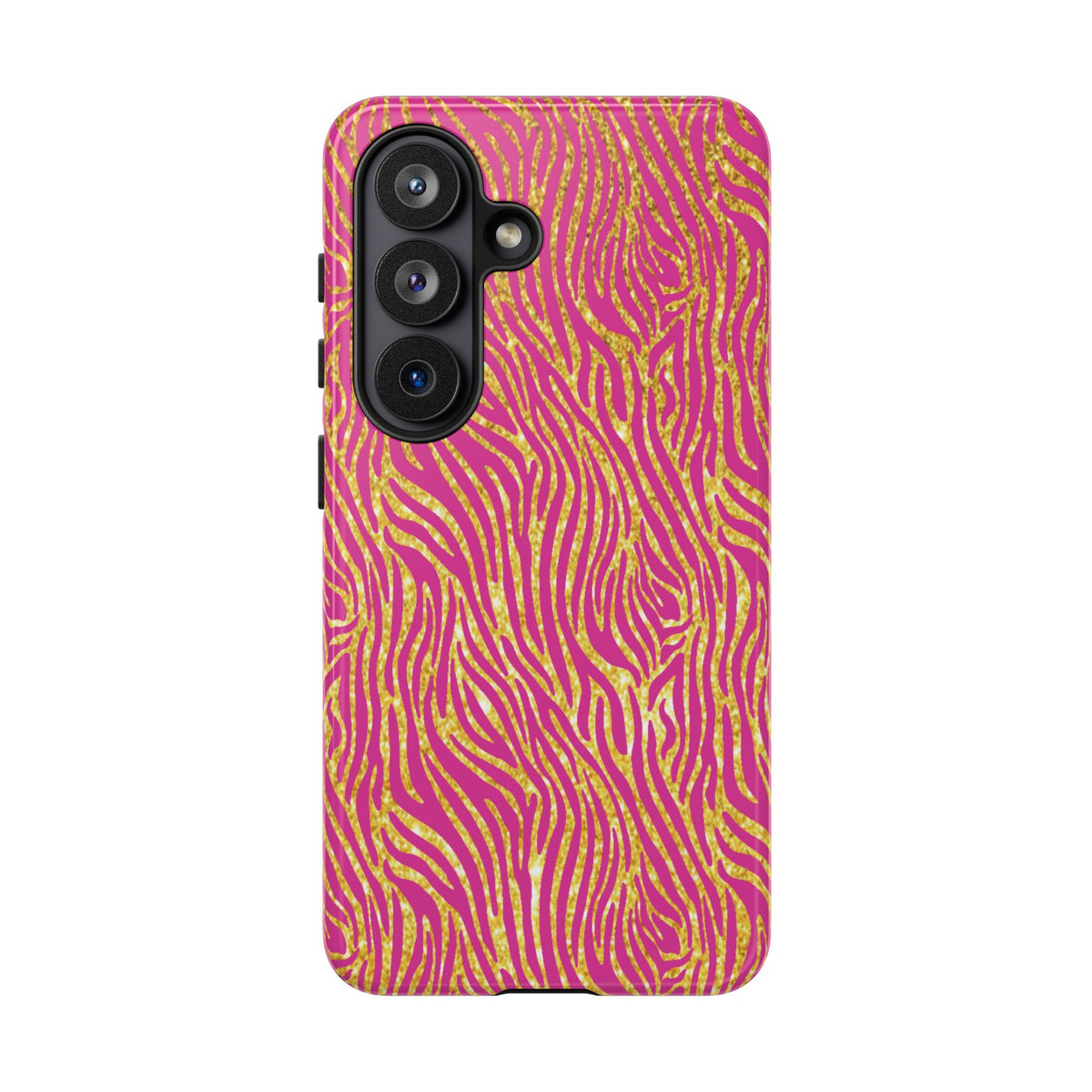 Pink Gold Zebra Print Tough Case for iPhone, Galaxy, or Google Pixel