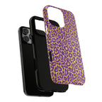 Purple Gold Leopard Tough Phone Case for iPhone, Galaxy, or Google Pixel