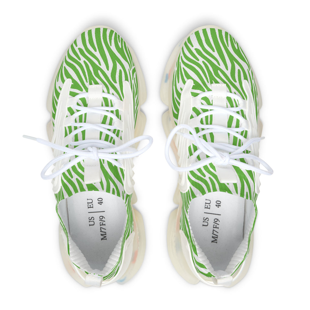 Neon Green Zebra Women's Mesh Sneakers