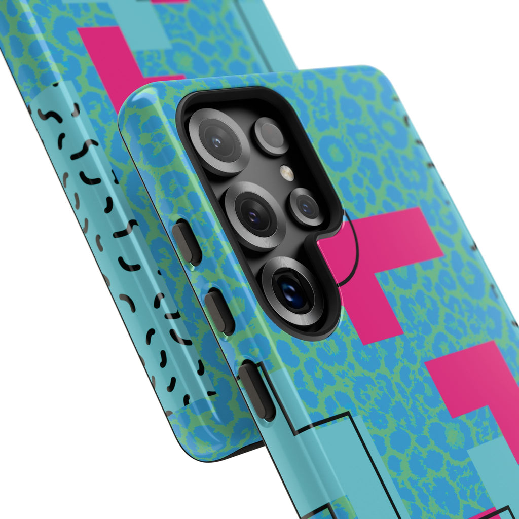LOVE Aqua Blue Leopard RG Tough Phone Case iPhone, Galaxy, or Google Pixel